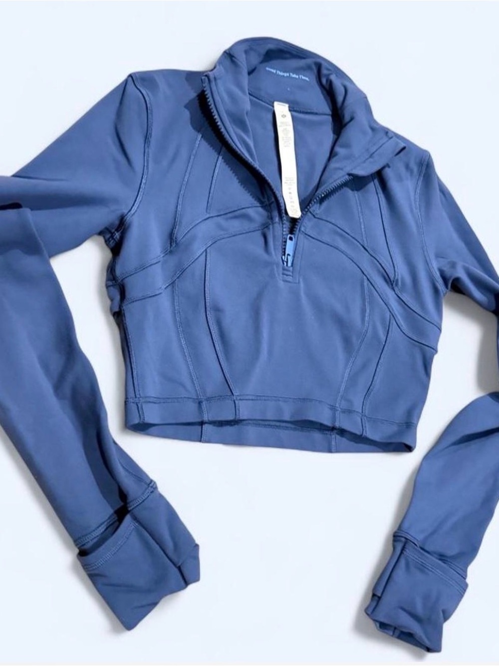 lululemon athletica Cropped Half-Zip Jacket in Dusty Blue Size 4